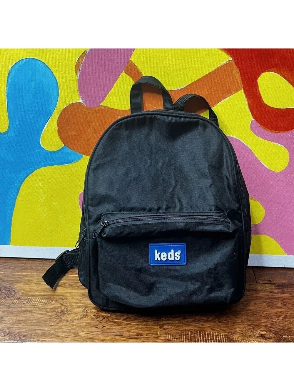 Vintage 90s Keds Black Nylon Mini Backpack Small Rucksack Travel Daypack Y2K